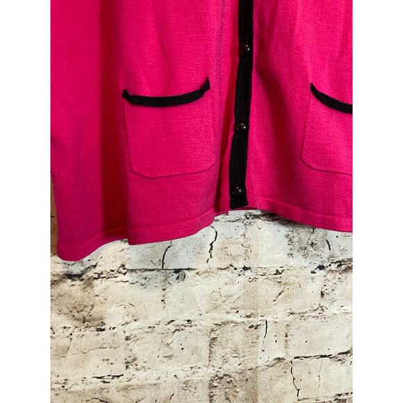 C'est City Silk Top Womens Large Hot Pink Button Front Santana Knit Lightweight - Picture 2 of 12